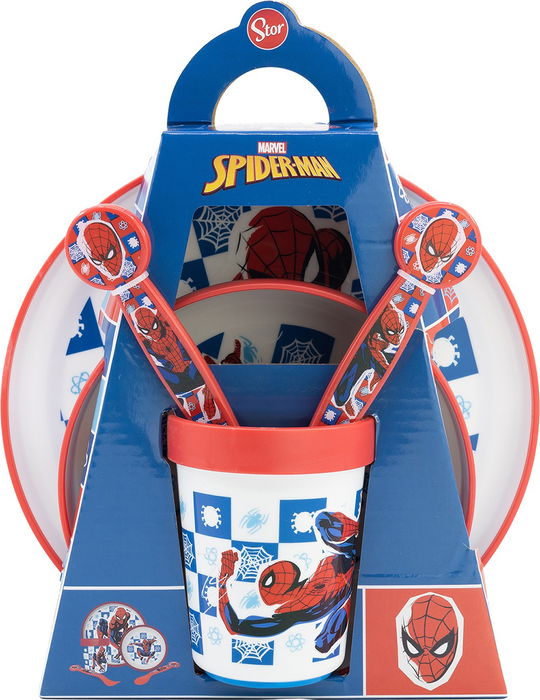 Licensing Ensemble Premium Bicolor Antidérapant 5 Pièces Spiderman CZ11308 Vaisselle Enfant 4+ Ans