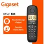 Gigaset Basic 100 Duo - Téléphone fixe noir avec répertoire 50 contacts, écran rétroéclairé 1.5", mains libres, blocage d'appels, CLIP, autonomie jusqu'à 11h
