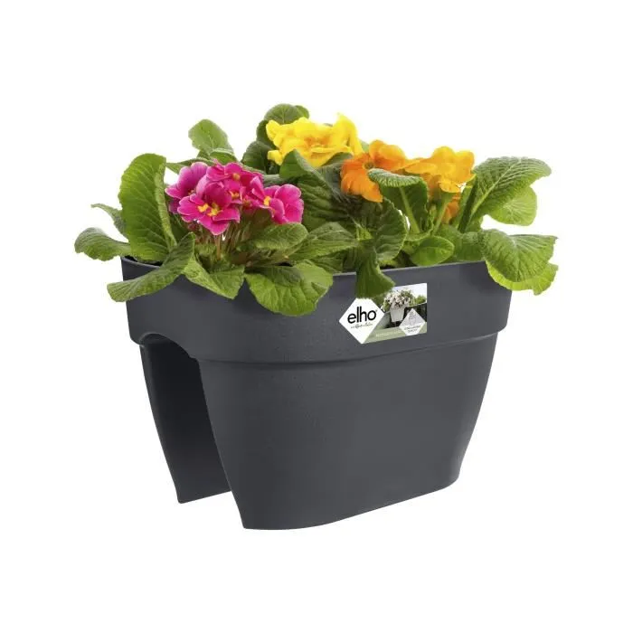 Elho Vibia Campana Flower Bridge 40 - Balconnière pour balustrade, anthracite - 26x39x22 cm, 7.5 L, polypropylène régénéré