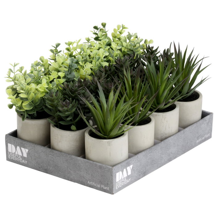 Day Plante artificielle décorative en pot de ciment Day Plante artificielle décorative en pot de ciment