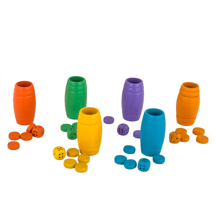 Deqube Accessoires Parcheesi en Bois pour 6 Joueurs - Fichas et Dados de Qualité Supérieure - Référence D00334