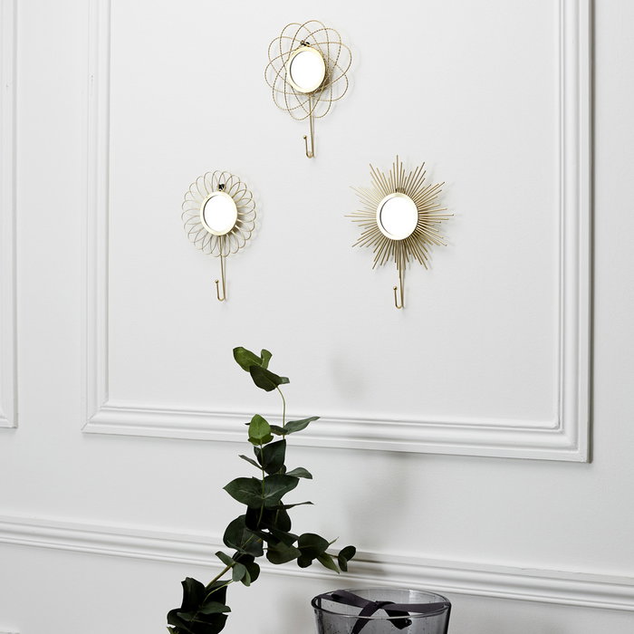 Home Deco Factory Miroir Décoratif avec Patère Doré
