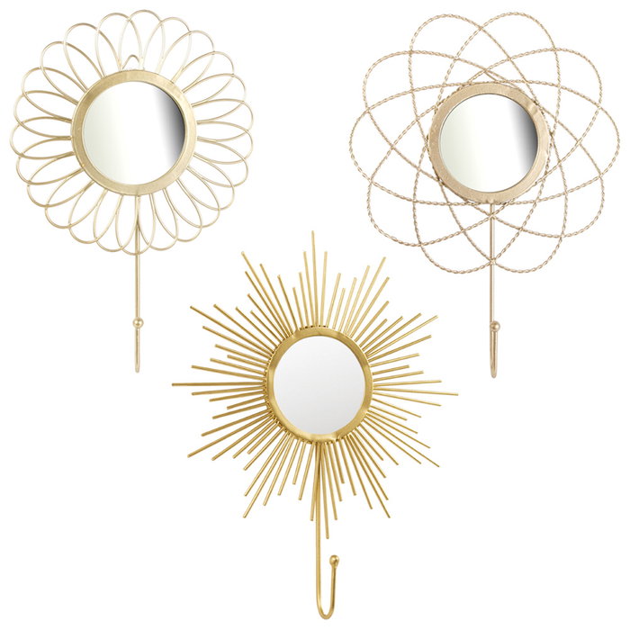 Home Deco Factory Miroir Décoratif avec Patère Doré
