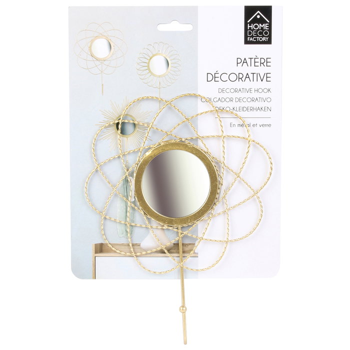 Home Deco Factory Miroir Décoratif avec Patère Doré