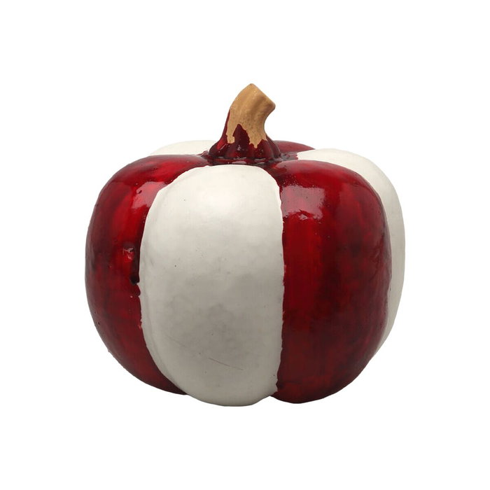BigBuy Carnival Citrouille Décorative Rouge et Blanche 15 cm