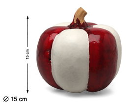 Calabaza Decorativa Roja et Blanche 15 cm, Citrouille d'Halloween et Déco d'Automne pour Centres de Table