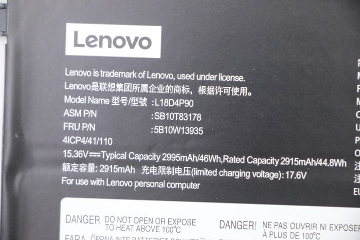 Lenovo Batterie interne lithium-ion 46 Wh, 4 cellules, Noir Lenovo Batterie interne lithium-ion 46 Wh, 4 cellules, Noir