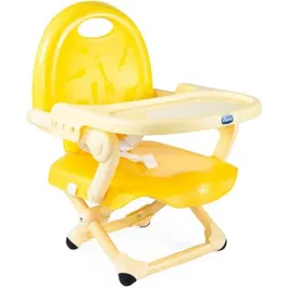 Chicco Rehausseur Pocket Snack Saffron - Siège rehausseur ultra-compact pour bébé de 6 à 36 mois, plateau réglable et amovible, transport facile