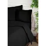 Parure de lit 1 housse de couette 220 x 240 cm + 2 taies d'oreiller 60 x 60 cm - Coton renforcé 100% - Noir