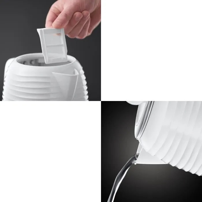 Russell Hobbs Bouilloire électrique Inspire 24360-70, 1.7L, ébullition rapide, filtre anti-calcaire, design blanc brillant
