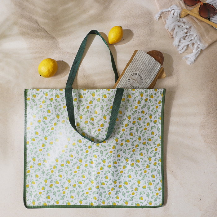 Entre Temps Sac de courses imprimé citrons 50x22 cm