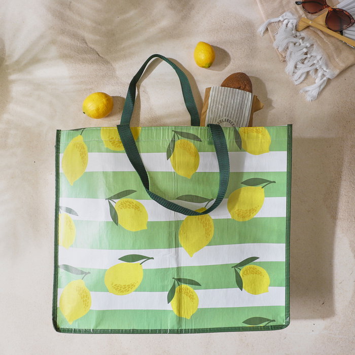 Entre Temps Sac de courses imprimé citrons 50x22 cm