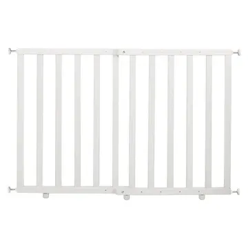ROBA Barrière de sécurité bébé sans perçage pour porte et escalier, bois blanc ajustable de 62 à 105 cm avec extension, dès la naissance