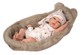 Arias Poupée reborn Lidia 40 cm beige avec berceau - À partir de 3 ans