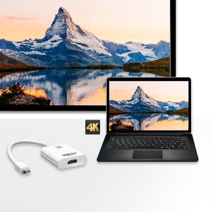 Aten VC981 - Adaptateur actif Mini DisplayPort vers HDMI 4K 60Hz, prise en charge audio et AMD Eyefinity, sans pilote