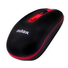 Nilox NXMOWI2002 Souris Sans Fil Optique 1000 DPI 4 Boutons Noir et Rouge