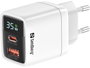 Sandberg - Chargeur Secteur Double Port USB-C/USB 35W (2 en 1) - Affichage de la Puissance - Pour Smartphone et Tablette