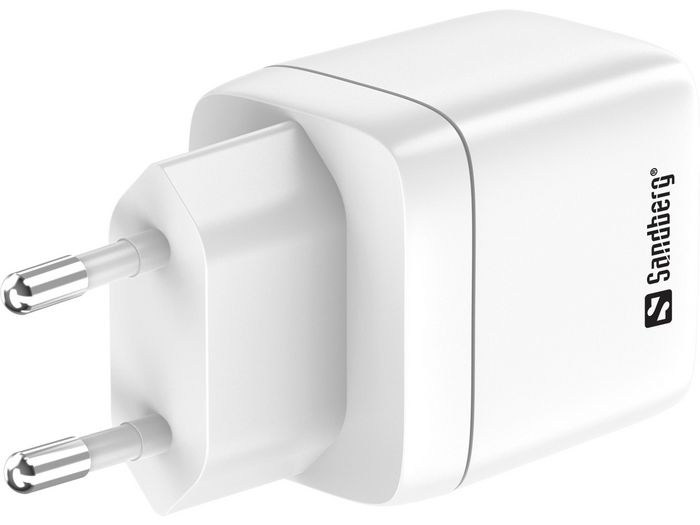Sandberg - Chargeur Secteur Double Port USB-C/USB 35W (2 en 1) - Affichage de la Puissance - Pour Smartphone et Tablette