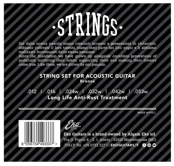 EKO Jeu de cordes acoustiques Bronze 80/20 Medium 11-53