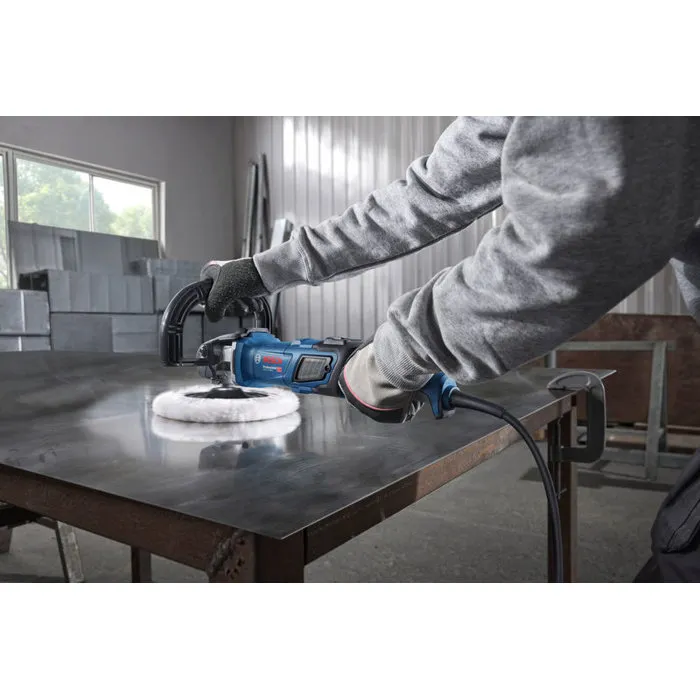 Polisseuse rotative Bosch Professional GPO 14-180 S, 1400 W, diamètre 180 mm avec poignées en D et auxiliaire, pour métal, bois, marbre