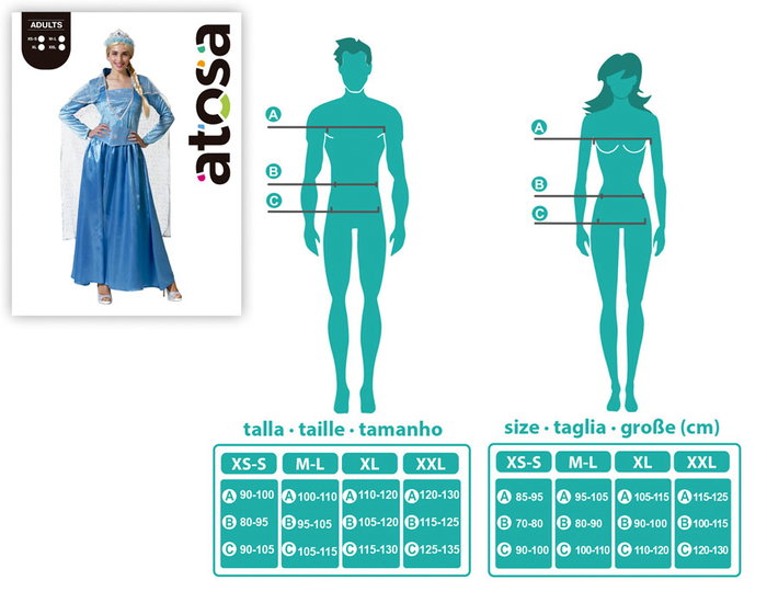 Déguisement Princesse Bleue Femme Adulte M-L