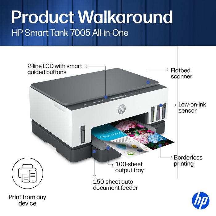 HP Smart Tank 7005 Imprimante tout-en-un couleur avec réservoir d'encre HP Smart Tank 7005 Imprimante tout-en-un couleur avec réservoir d'encre