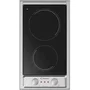 Candy Plaque de cuisson vitrocéramique CH32XK - 2 foyers - Largeur 30 cm - Finition inox - Surface noire - Puissance totale 2900 W - Commande par manettes