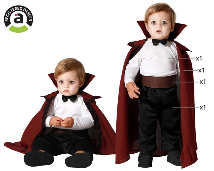 Atosa Déguisement Vampire Classique avec Cape et Accessoires pour Bébé Garçon Atosa Déguisement Vampire Classique avec Cape et Accessoires pour Bébé Garçon