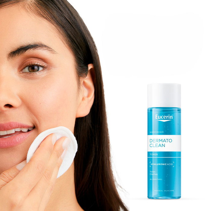 Eucerin Lotion Tonique Visage DERMATOCLEAN 200 ml - Sans Alcool pour Tous Types de Peau