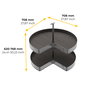 Emuca Jeux de plateaux tournants Harmony 3/4, Module largeur 800mm, Hauteur réglable, Acier et Bois, Gris anthracite