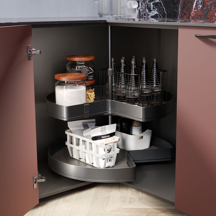 Emuca Jeux de plateaux tournants Harmony 3/4, Module largeur 800mm, Hauteur réglable, Acier et Bois, Gris anthracite