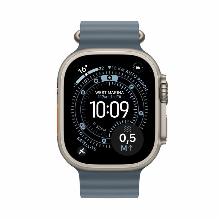 Apple Watch Ultra 3 GPS + Cellular 49mm Titane Naturel, Bracelet Ocean Bleu Apple Watch Ultra 3 GPS + Cellular 49mm Titane Naturel, Bracelet Ocean Bleu