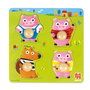 Goula Puzzle en bois Les 3 petits cochons - 4 pièces pivotantes grande taille 22 x 22 cm - Illustration Susana Hoslet - Jouet d'éveil pour enfant dès 12 mois