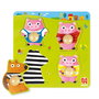 Goula Puzzle en bois Les 3 petits cochons - 4 pièces pivotantes grande taille 22 x 22 cm - Illustration Susana Hoslet - Jouet d'éveil pour enfant dès 12 mois