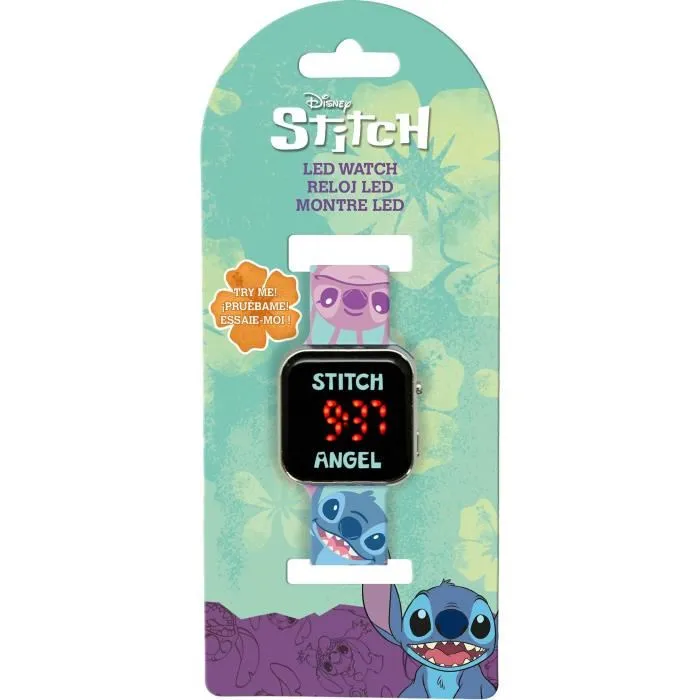 Kids Licensing Montre LED Stitch - LAS4197 - Montre Enfant avec Affichage Heure, Date et Fonds d'Écran Personnalisables - Fonctionne avec Pile CR2032 (Incluse)