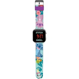 Kids Licensing Montre LED Stitch - LAS4197 - Montre Enfant avec Affichage Heure, Date et Fonds d'Écran Personnalisables - Fonctionne avec Pile CR2032 (Incluse)
