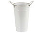 Ibergarden Seau Haut avec Anses Blanc Bord Argent 20x23,5x15 cm Zinc 2L (Set de 24)