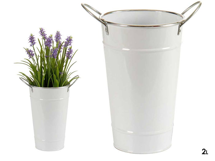 Ibergarden Seau Haut avec Anses Blanc Bord Argent 20x23,5x15 cm Zinc 2L (Set de 24) Ibergarden Seau Haut avec Anses Blanc Bord Argent 20x23,5x15 cm Zinc 2L (Set de 24)