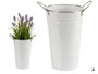 Ibergarden Seau Haut avec Anses Blanc Bord Argent 20x23,5x15 cm Zinc 2L (Set de 24)