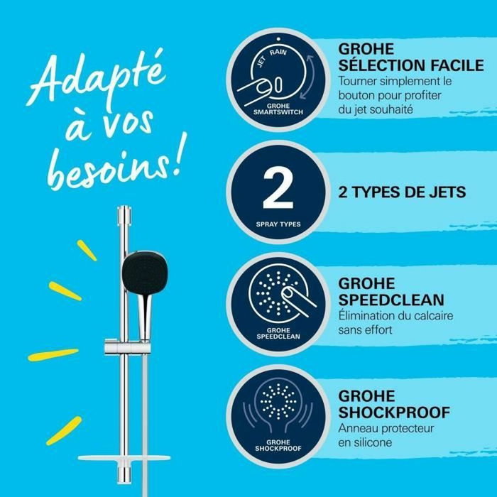 GROHE Ensemble de douche Vitalio Comfort 110, 2 jets, Chromé