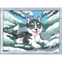 Ravensburger CreArt Kids 12023226 - Kit de peinture par numéros Huski dans la neige avec cadre - Tableau 18x24 cm pré-peint - À partir de 7 ans