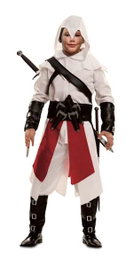 My Other Me - Déguisement Assassin Blanc pour Enfant 5-6 Ans (Capuche, Chemise, Pantalon, Tablier, Bandoulière, Ceinture, Bracelet et Protège-Tibia) - 100% Polyester