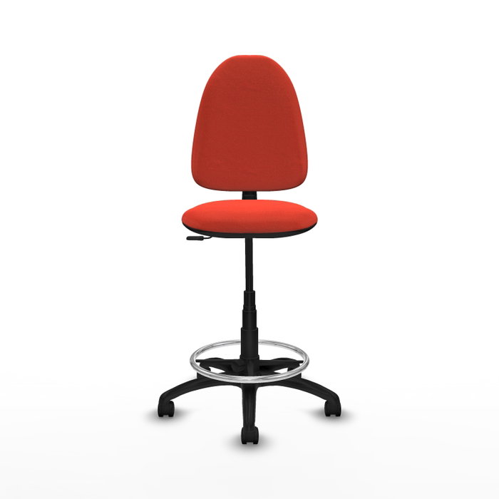 Tabouret Aýna taburete Contact permament de base Tissu Orange foncé Structure polyamide noire Sans accoudoirs Sans appui-tête Roulettes en nylon 50 mm
