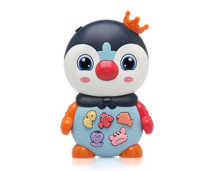 KioKids Jouet Pingouin Musical Bébé +12 Mois avec Couronne Lumineuse et Boutons Animaux Marins Sonores - Jouet d'Éveil Multicolor