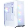Zalman i3 NEO V2 I3NEOV2FRGBWH - Boîtier PC moyen tour ATX blanc avec façade mesh, ventilateurs RGB 4x120mm, port USB Type-C et verre trempé latéral