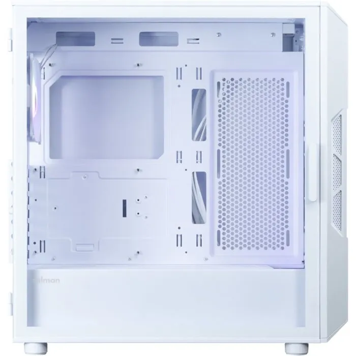 Zalman i3 NEO V2 I3NEOV2FRGBWH - Boîtier PC moyen tour ATX blanc avec façade mesh, ventilateurs RGB 4x120mm, port USB Type-C et verre trempé latéral