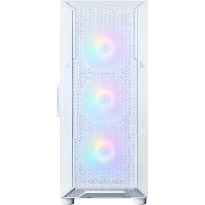 Zalman i3 NEO V2 I3NEOV2FRGBWH - Boîtier PC moyen tour ATX blanc avec façade mesh, ventilateurs RGB 4x120mm, port USB Type-C et verre trempé latéral