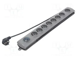 QOLTEC Bloc multiprise parafoudre 8 prises, 1,8m, gris