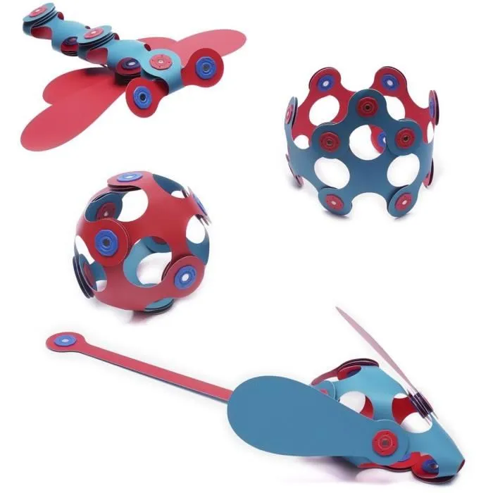 CLIXO - Jeu de construction magnétique 18 pièces, jouet éducatif et créatif, flexible, couleurs Flamingo/Turquoise, à partir de 4 ans