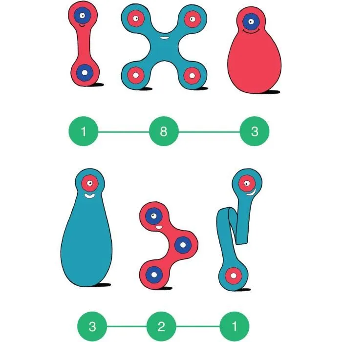 CLIXO - Jeu de construction magnétique 18 pièces, jouet éducatif et créatif, flexible, couleurs Flamingo/Turquoise, à partir de 4 ans